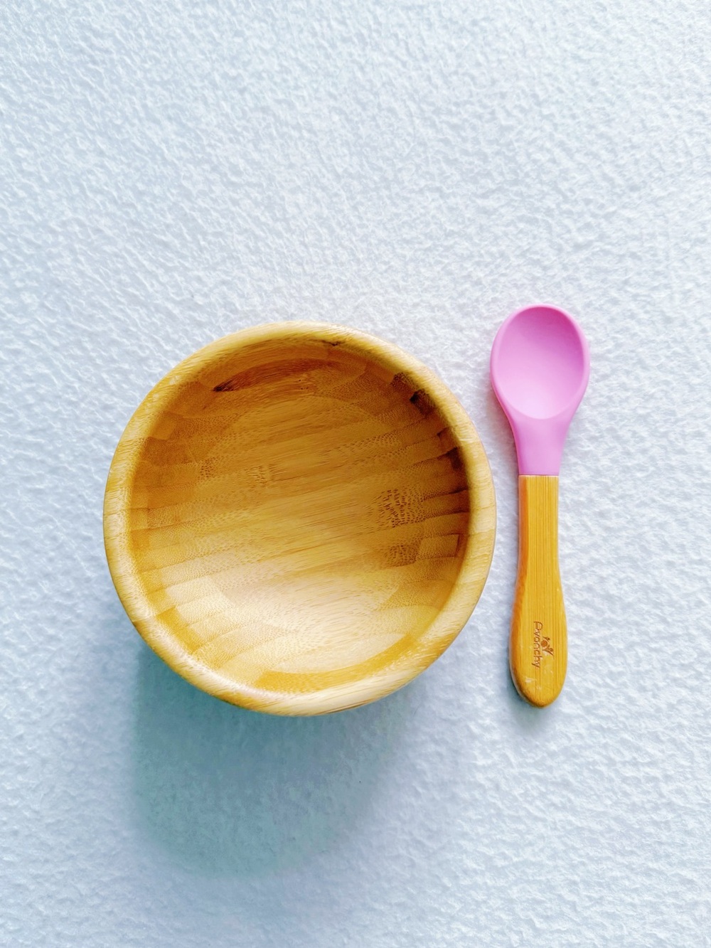 Avanchy Sustainable Bamboo Suction Baby Bowl & Matching Spoon Set Pink BLW